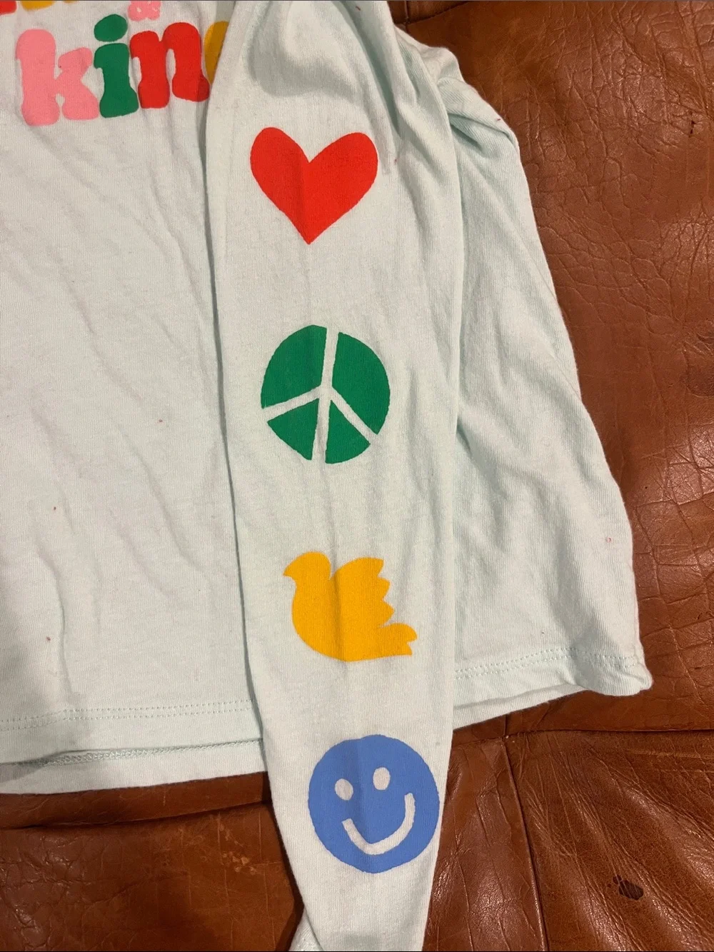 Old Navy Light Blue Long-Sleeve 'human kind' Graphic Tee